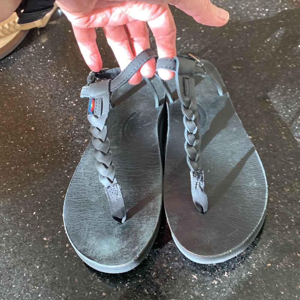 Rainbow Sandals T-Strap Leather with Adjustable Metal Buckle